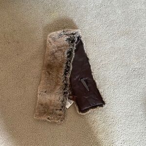 Danier faux fur scarf brown and beige.